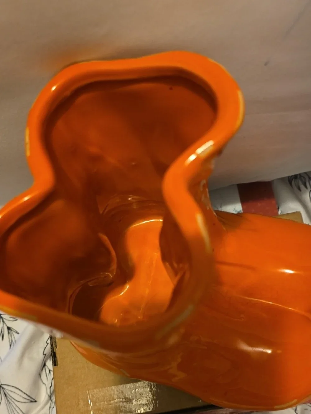 Vintage Orange Ceramic Decorative Rain Rubber Boot Vase Planter 7